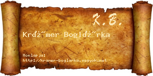Krámer Boglárka névjegykártya